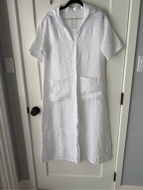 White Eyelet Linen Dress